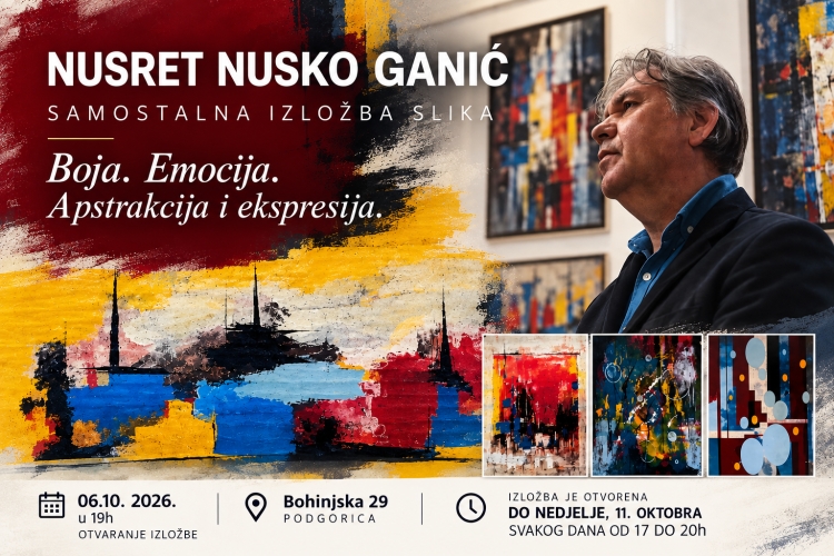 BOJA I EMOCIJA U SUSRETU SA APSTRAKCIJOM U Podgorici otvorena samostalna izložba rožajskog slikara Nusreta Nuska Ganića